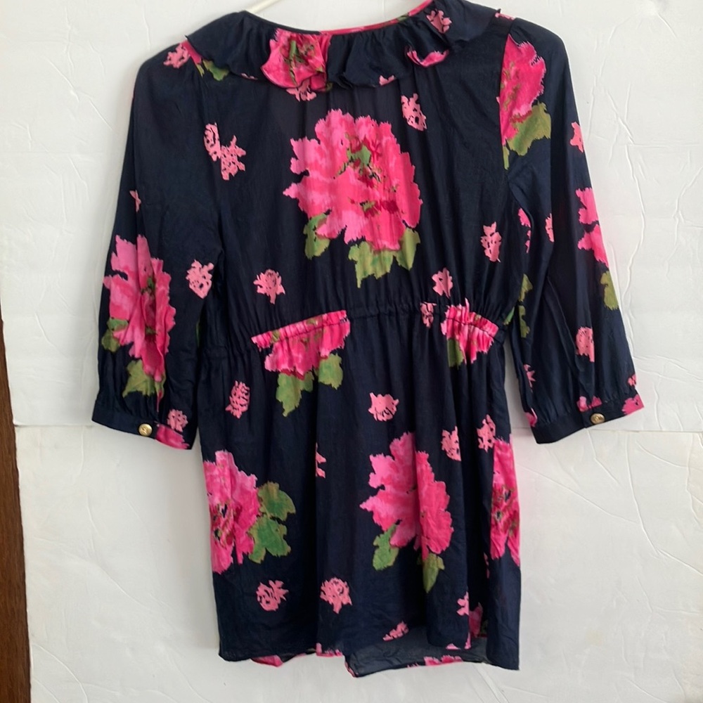 Juicy Couture Navy Blouse with Pink Floral Design